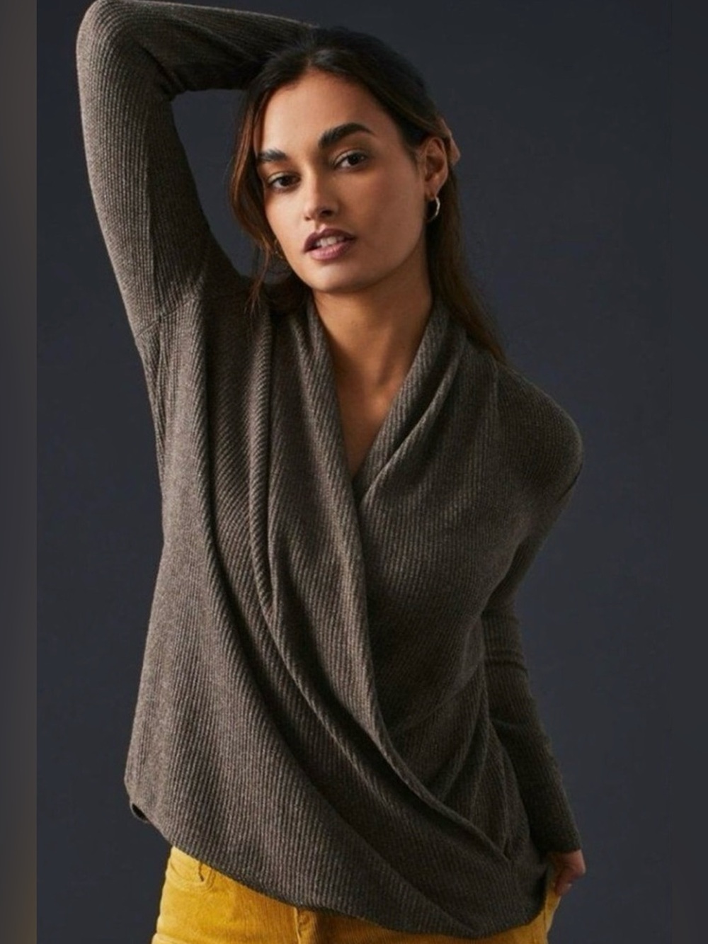 Daily Practice Thermal Knit Wrap Sweater Grey, size S, like new!